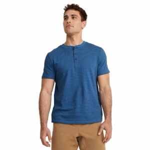 Marine layer cotton short sleeve stripe Henley shirt